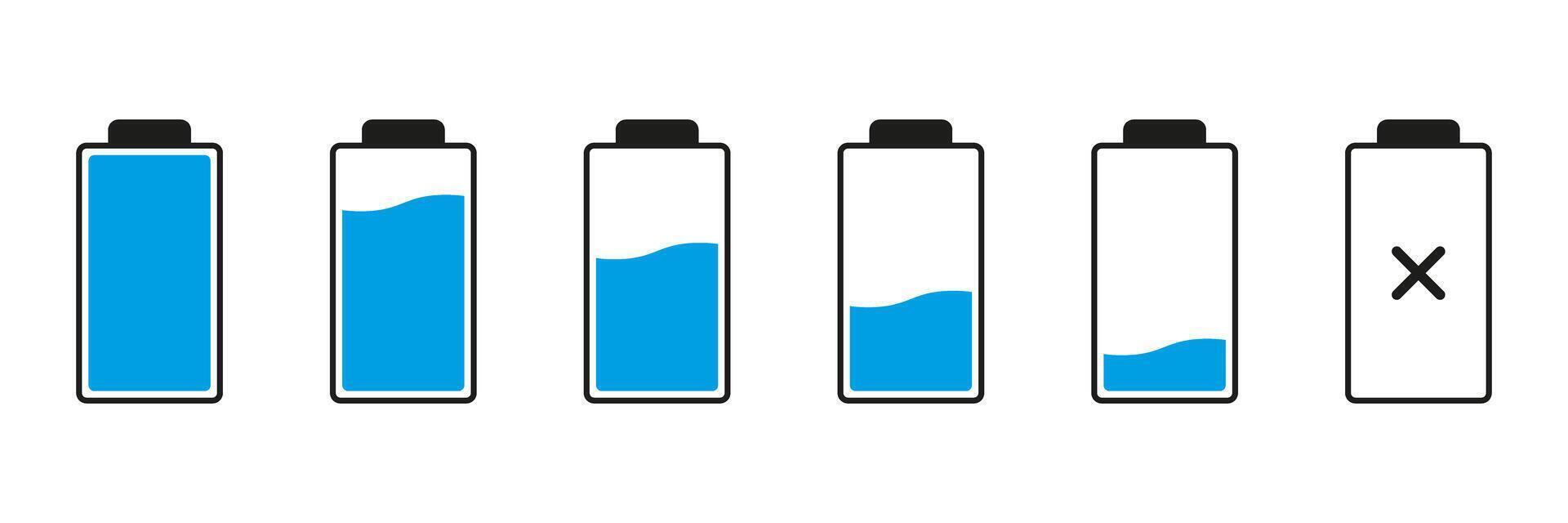 Battery Charge Level Icon Set. Battery Icons Showing Different Charge Stages Symbol Collection. Isolated Illustration vector