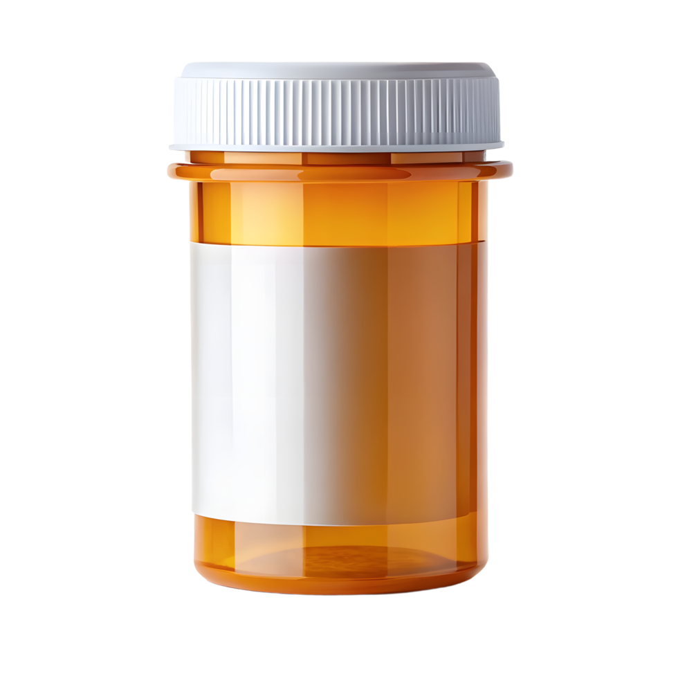 A prescription bottle with a white cap png