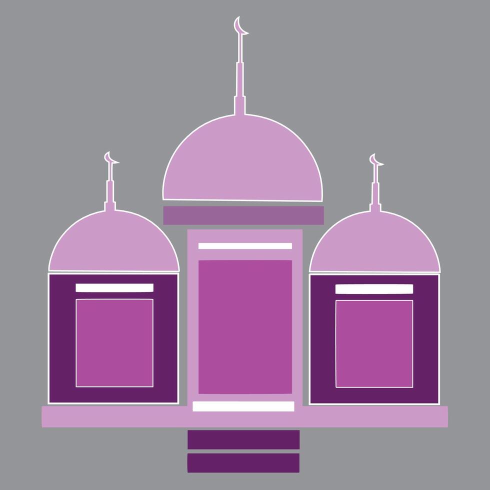 simple flat islamic mosque purple arabic vector