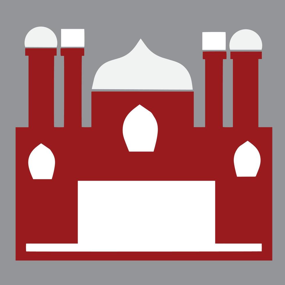 simple flat red arabic islamic mosque vector