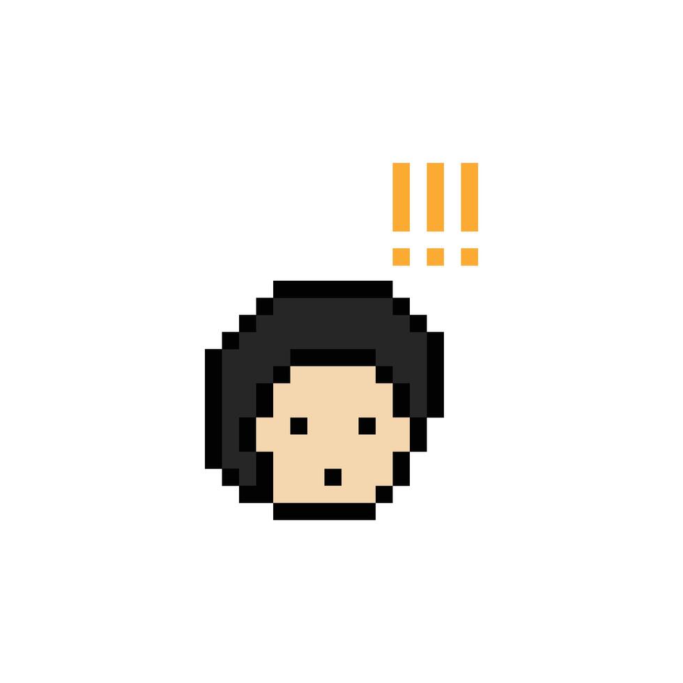 Face of man male or boy and exclamation mark surprise shock notice for decoration. vector