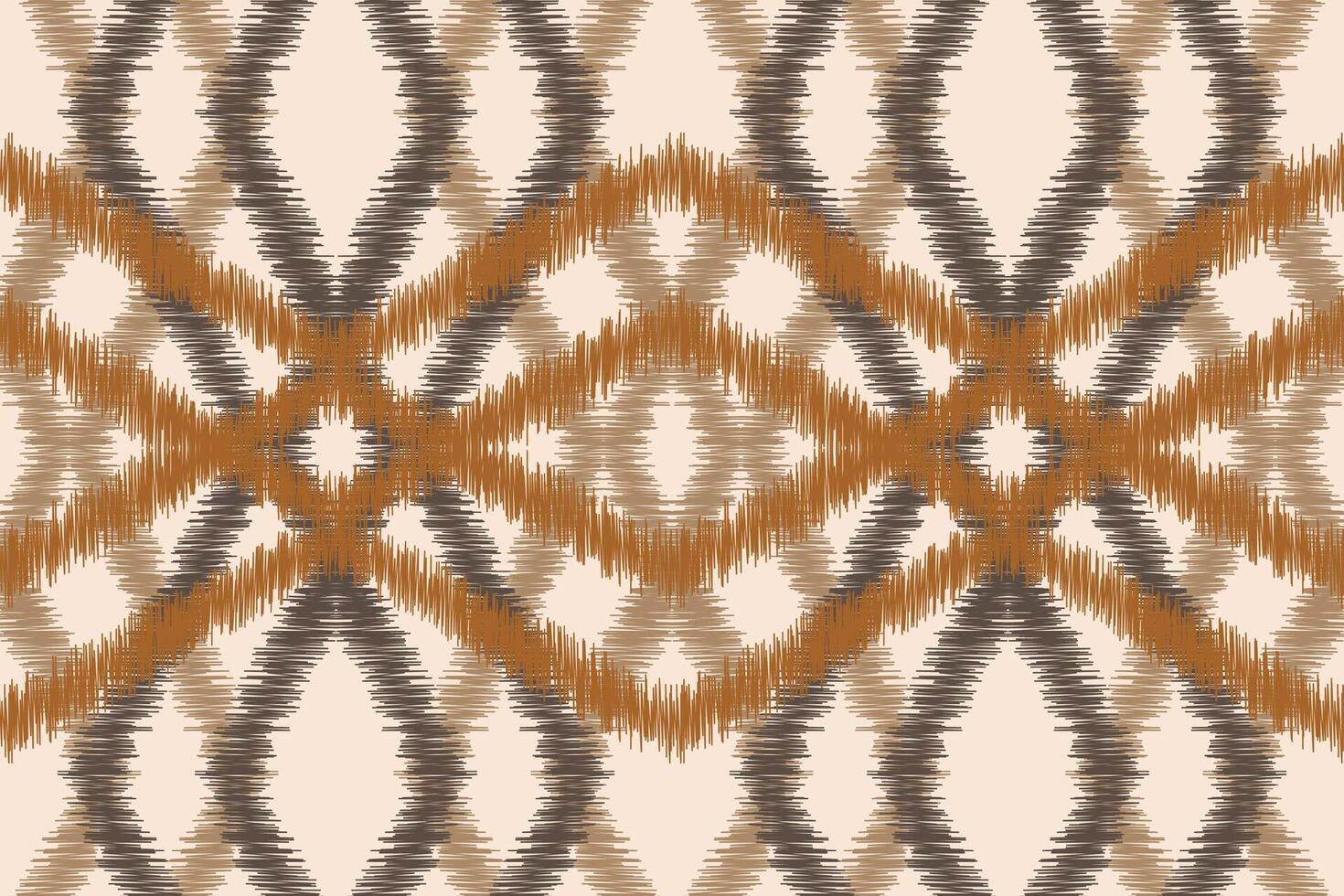 Design of brown cream background color ikat style art decor ethnic ikat pattern. vector
