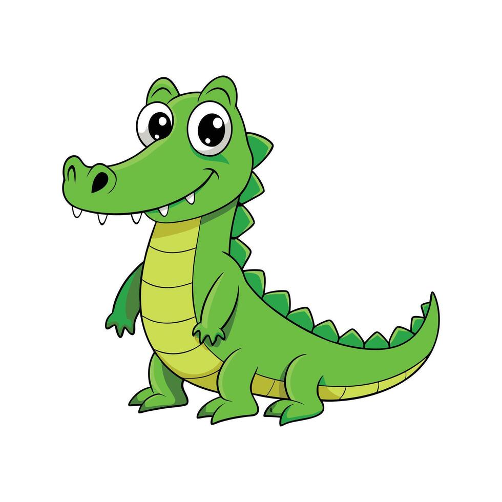 Green Crocodile Smiling cartoon illustration design vector