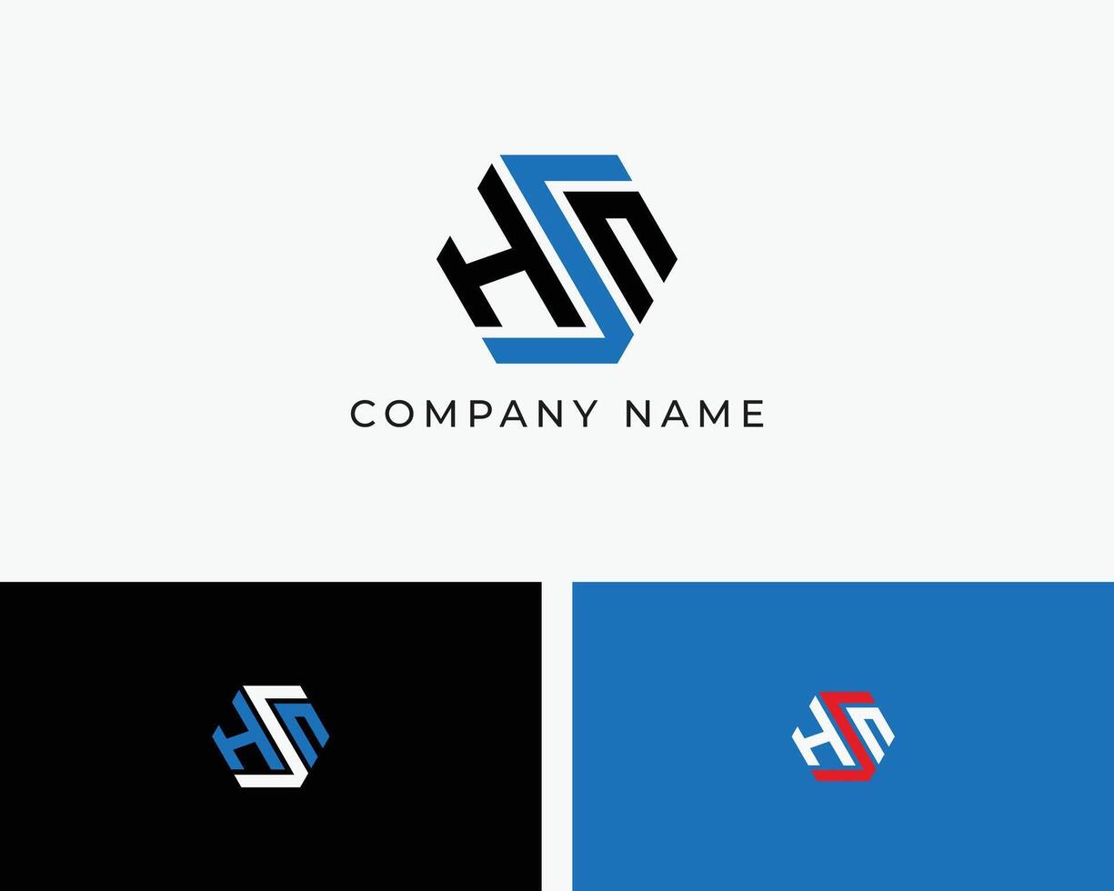 HSC Letter Logo Design and HSC Polygon Shape Logo vector