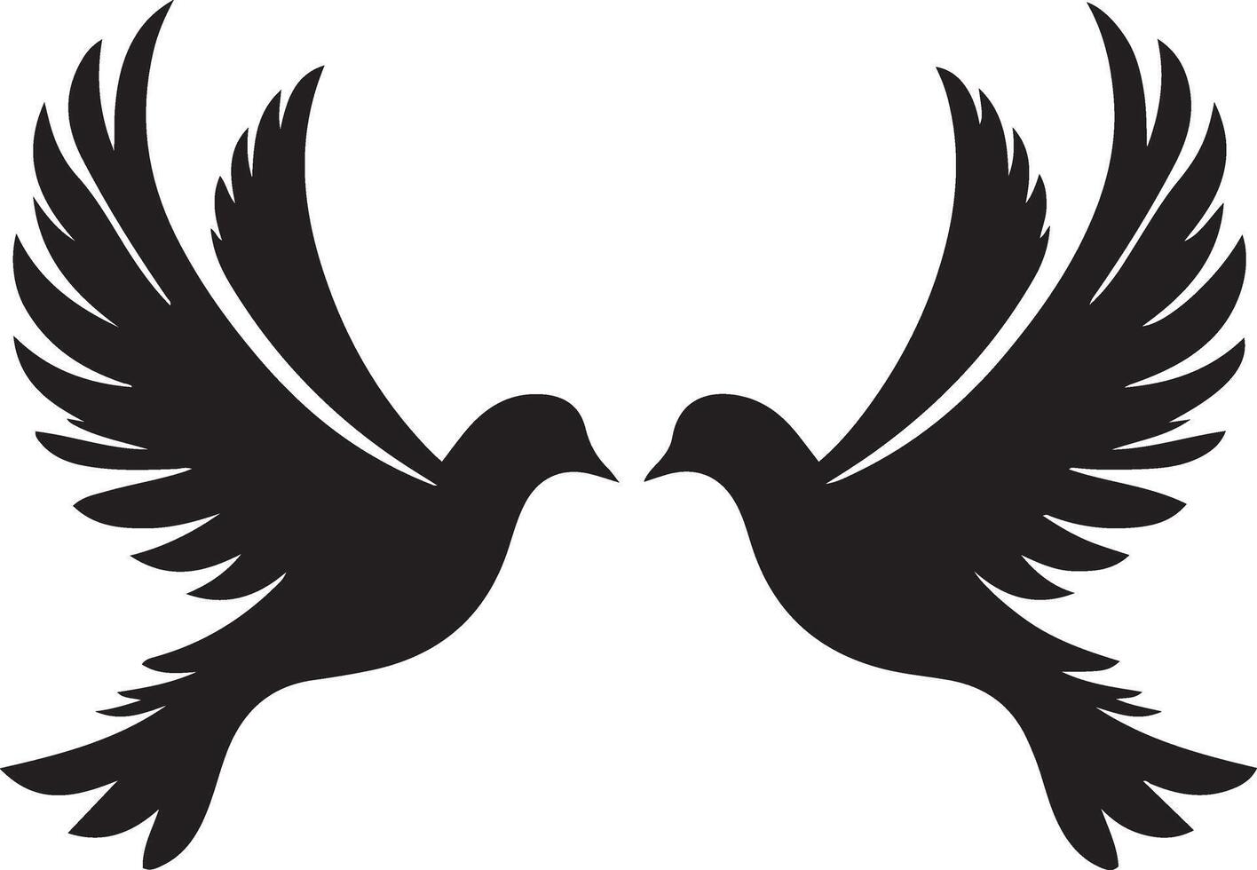 A Pair of Doves Flying Silhouette Illustration vector
