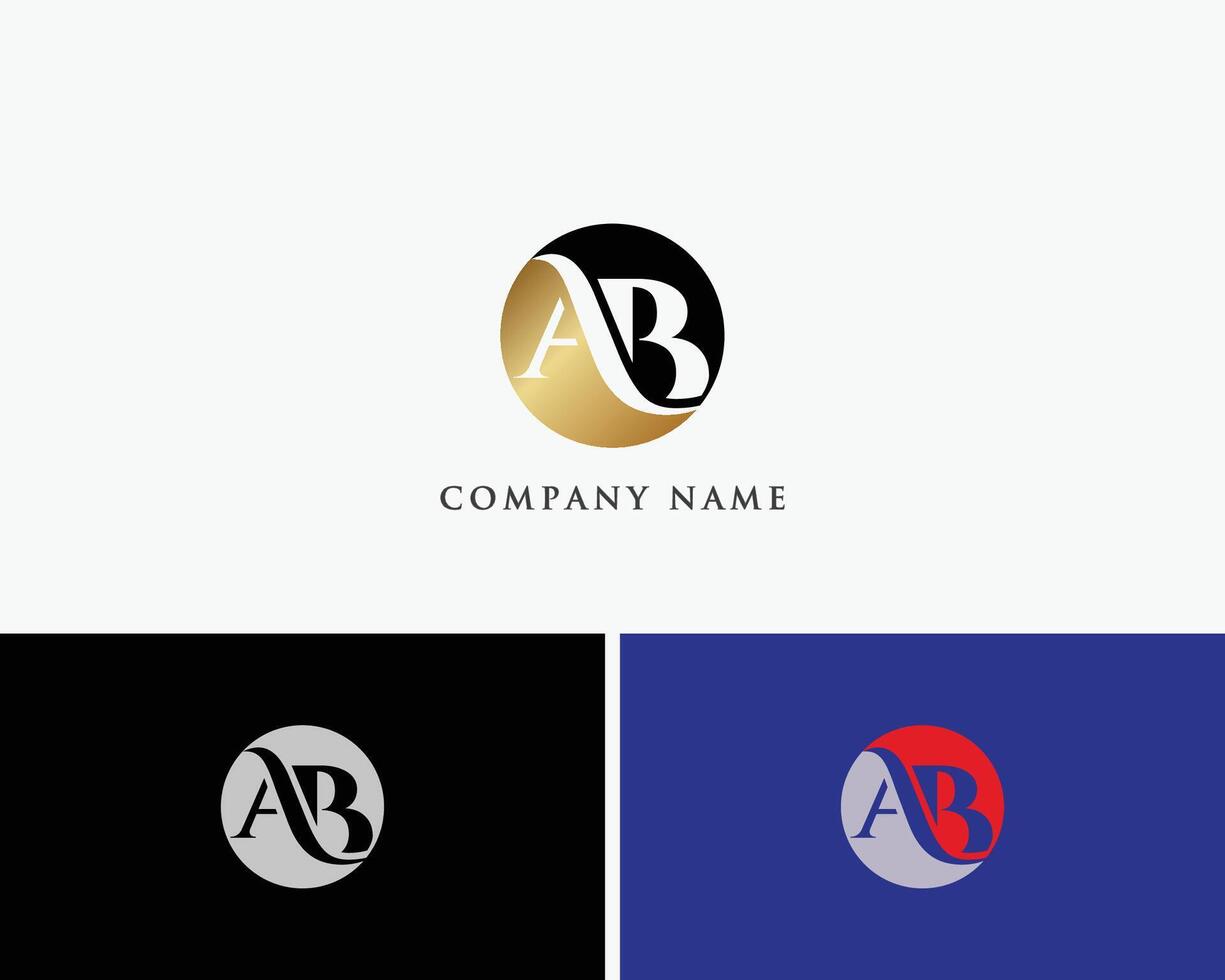 AB Golden Circle Latter Design Templates vector