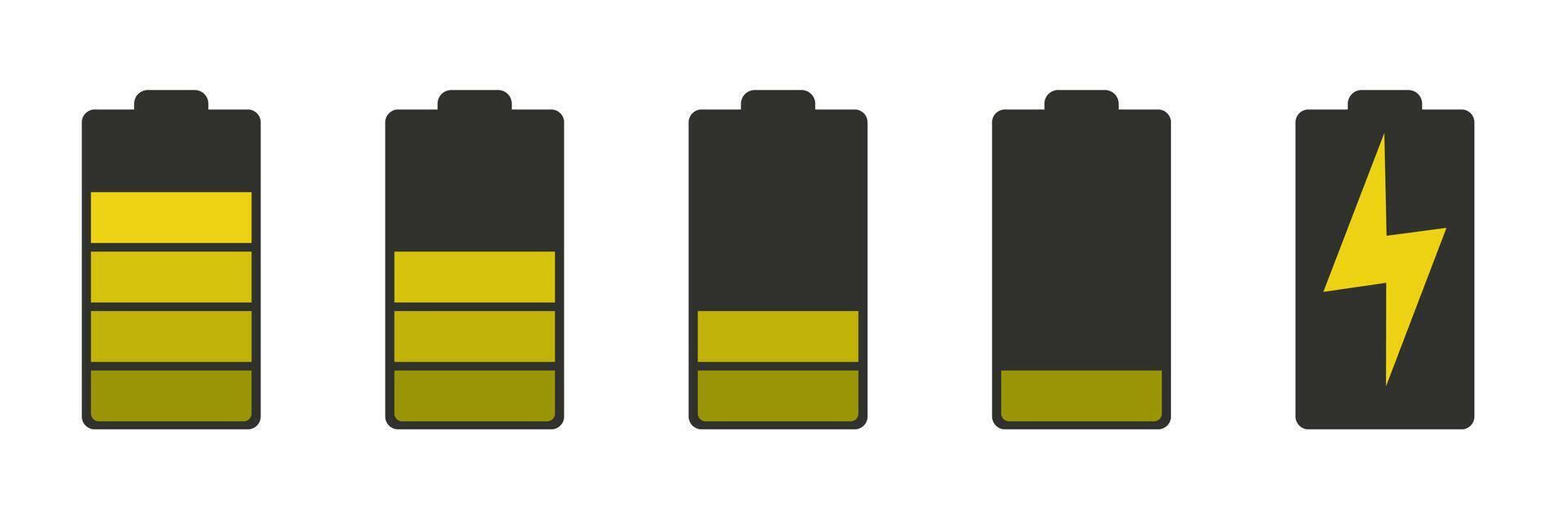 The battery is charging. Illustration. Battery charge indicator icon set. vector