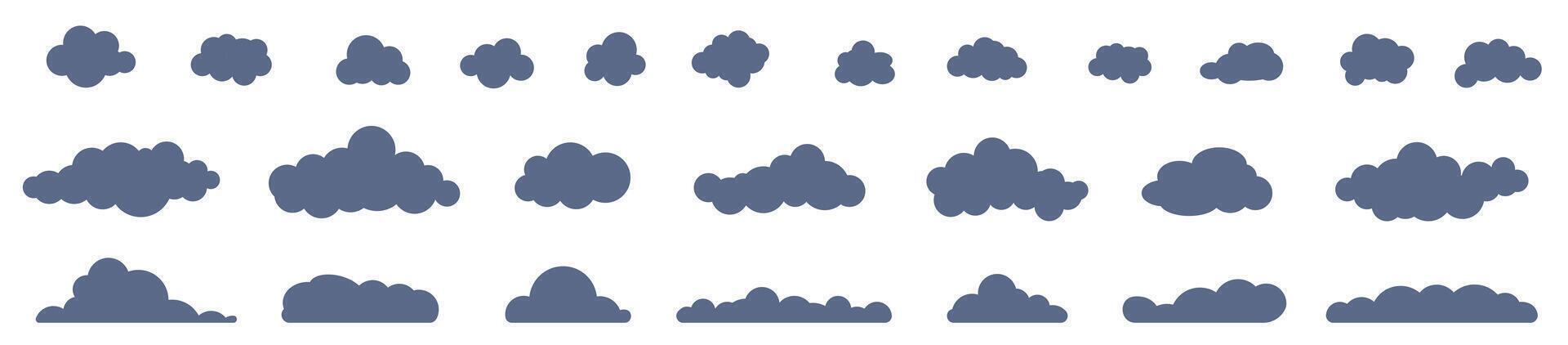 Dark clouds in the sky. Set of clouds isolated on white background. vector