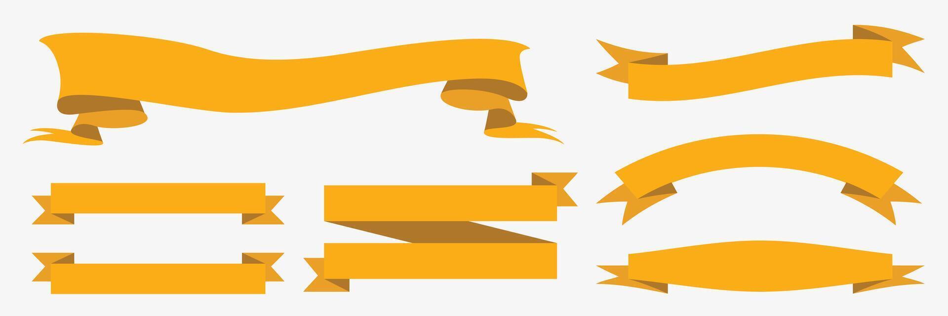 Ribbons for announcements and posters. Ribbons. Set of orange ribbons on a light background. vector