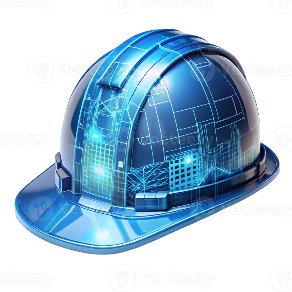 A blue hard hat with a futuristic design png