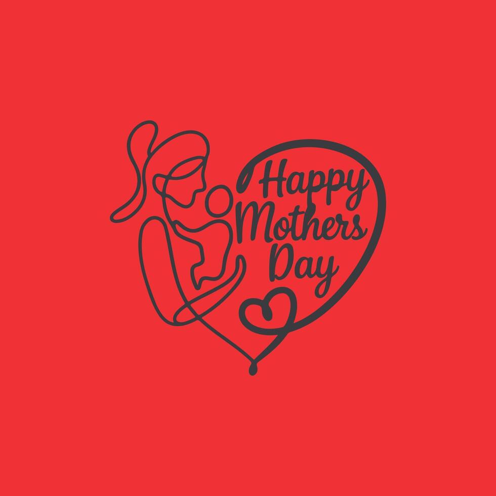 Happy Mother's Day. Mother and little baby hugging to each other vector