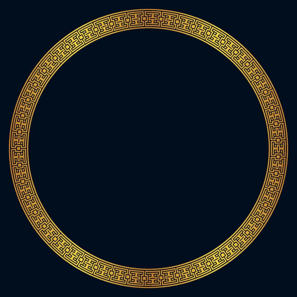 Gold circle border frame decorative vector