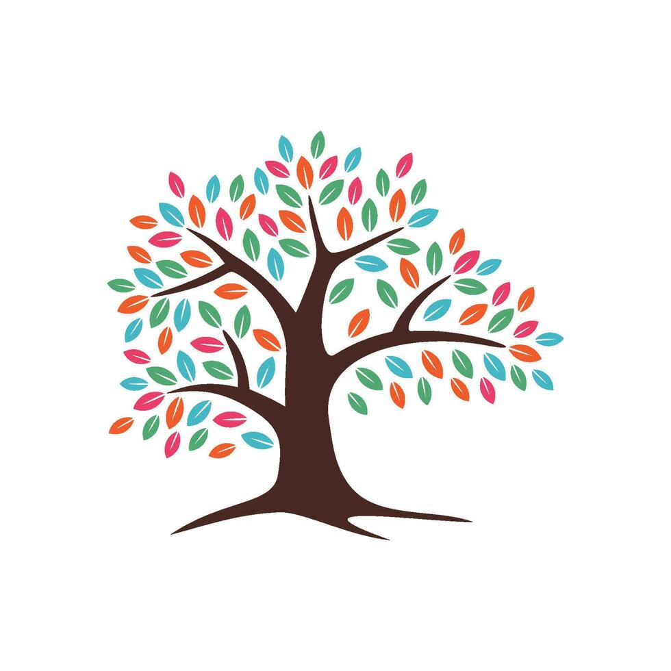 Colorful Leaves Oak Tree Logo Template Illustration Design. EPS 10. vector