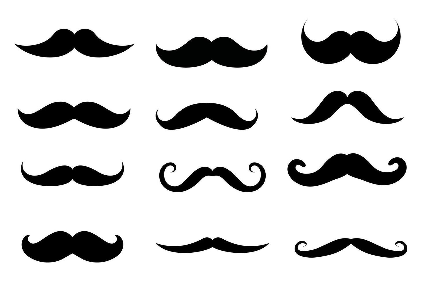 Set of mustaches isolated on white background. vector