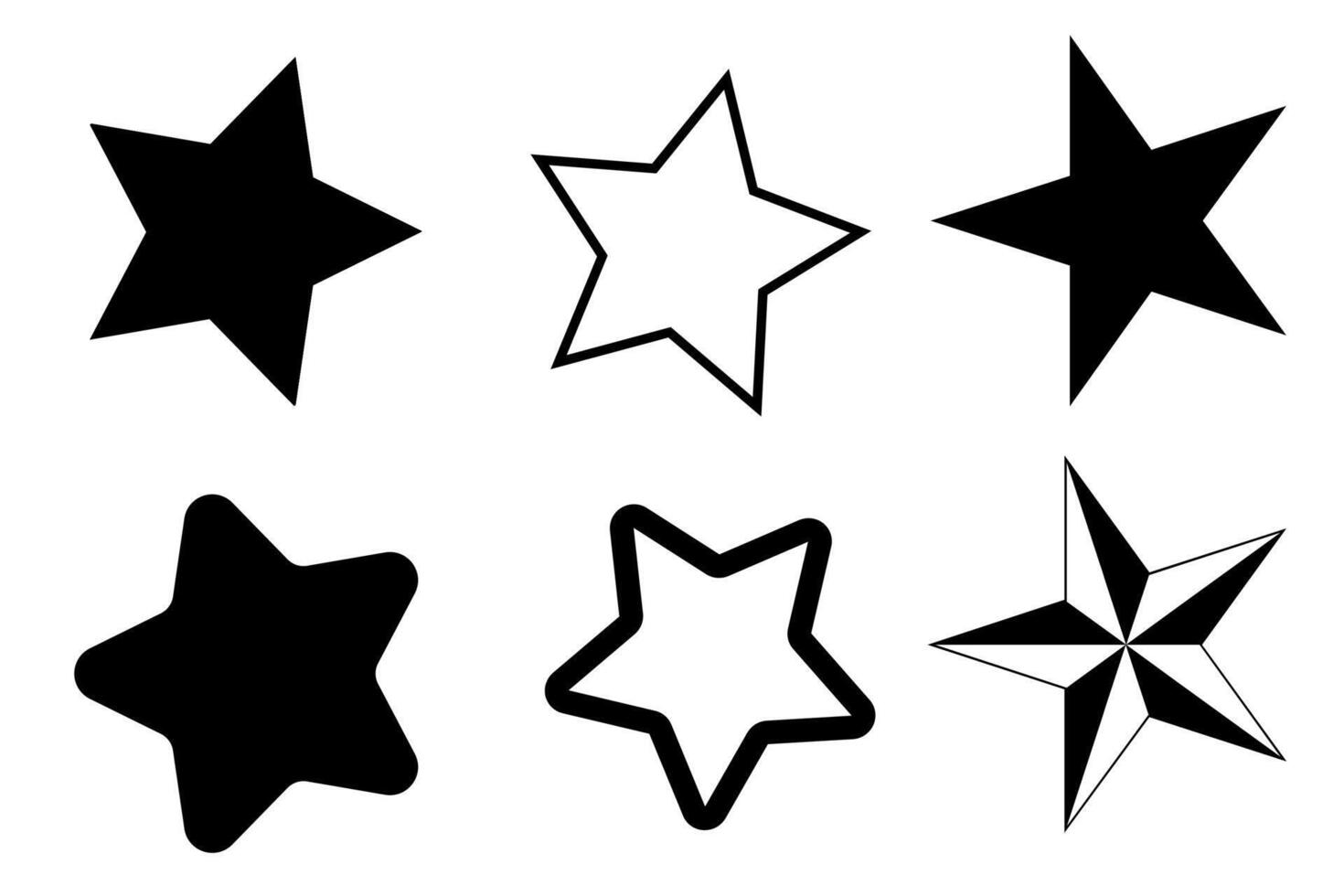 Stars icon collection. Different star shapes. Black stars icon set vector