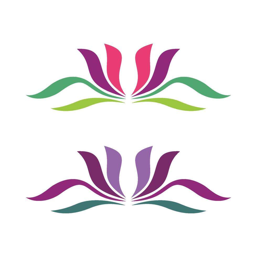 Set Colorful Lily or Lotus Flower Nature Logo Template Illustration Design. EPS 10. vector