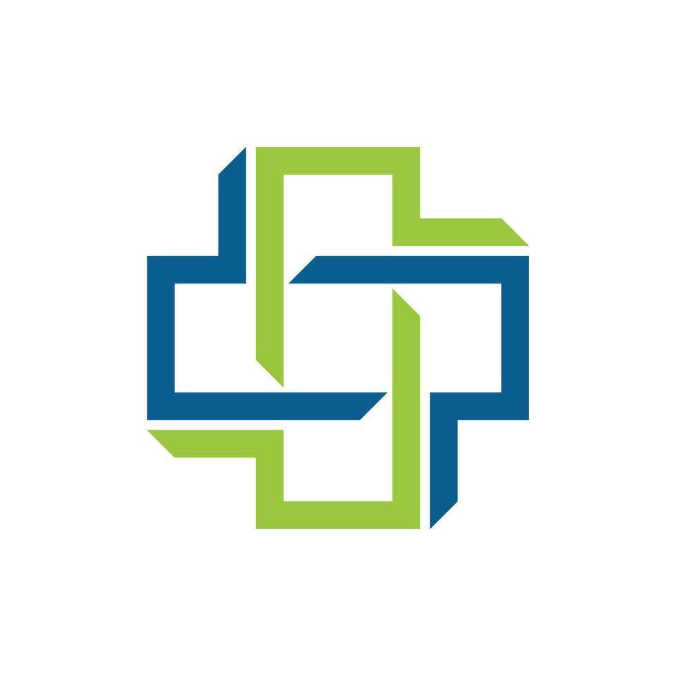 Blue Green Lines Healthcare Cross Logo Template Illustration Design. EPS 10. vector