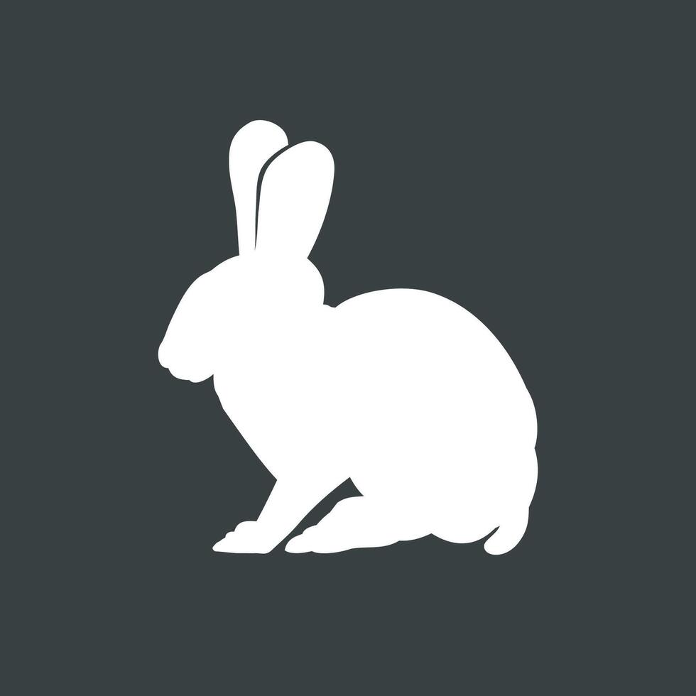 White Rabbit Silhouette Logo Template Illustration Design vector