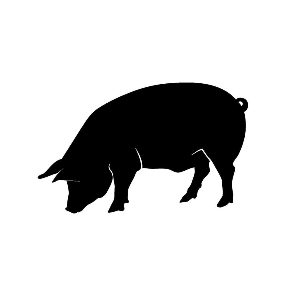 Farm Animal - Pig Silhouette Logo Template Illustration Design vector