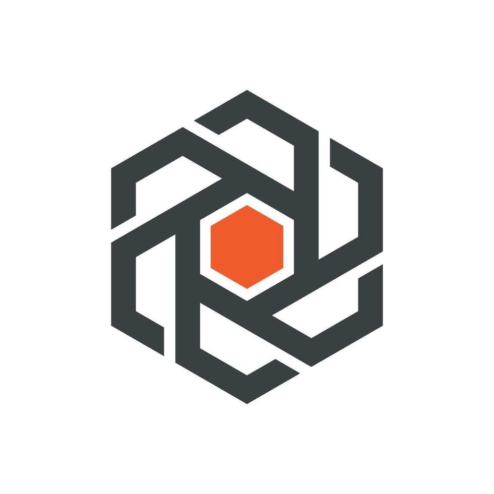 Abstract Black Hexagon Shape and Orange Color Logo Template Illustration Design. EPS 10. vector