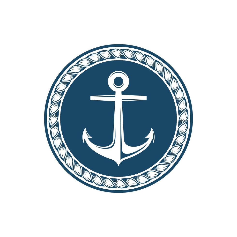 Circle Emblem Anchor Logo Template Illustration Design. EPS 10. vector