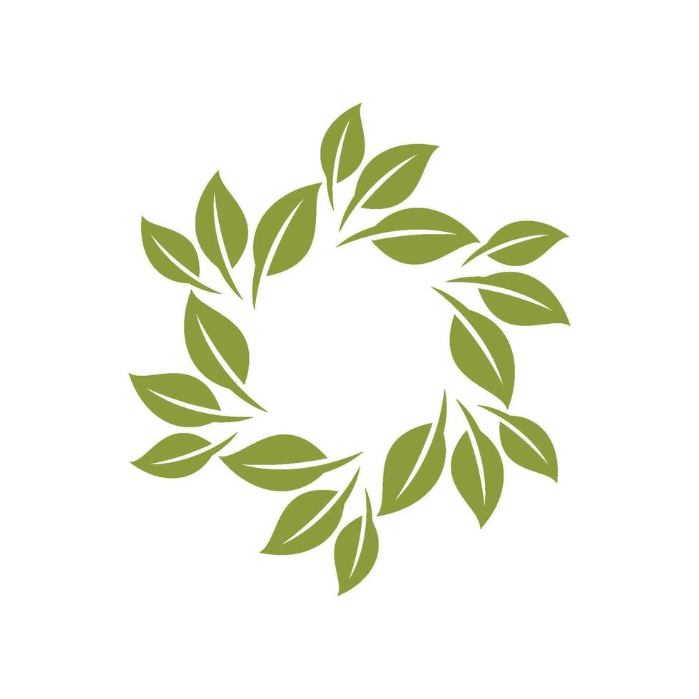 Ornamental Frame Green Leaf Nature Logo Template Illustration Design. EPS 10. vector