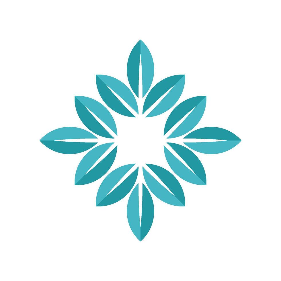Decorative Ornamental Teal Leaves Flower Logo Template Illustration Design. EPS 10. vector
