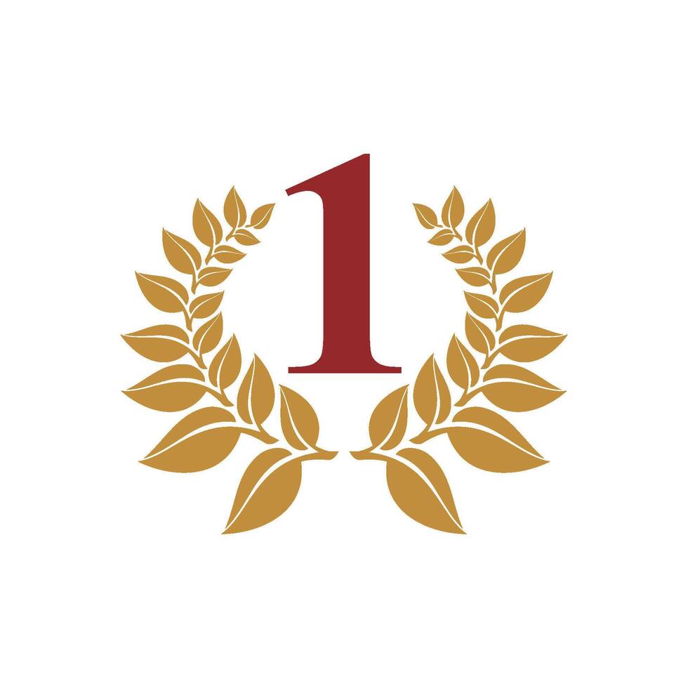 Wreath Laurel Crest Number One Logo Template Illustration Design. EPS 10. vector