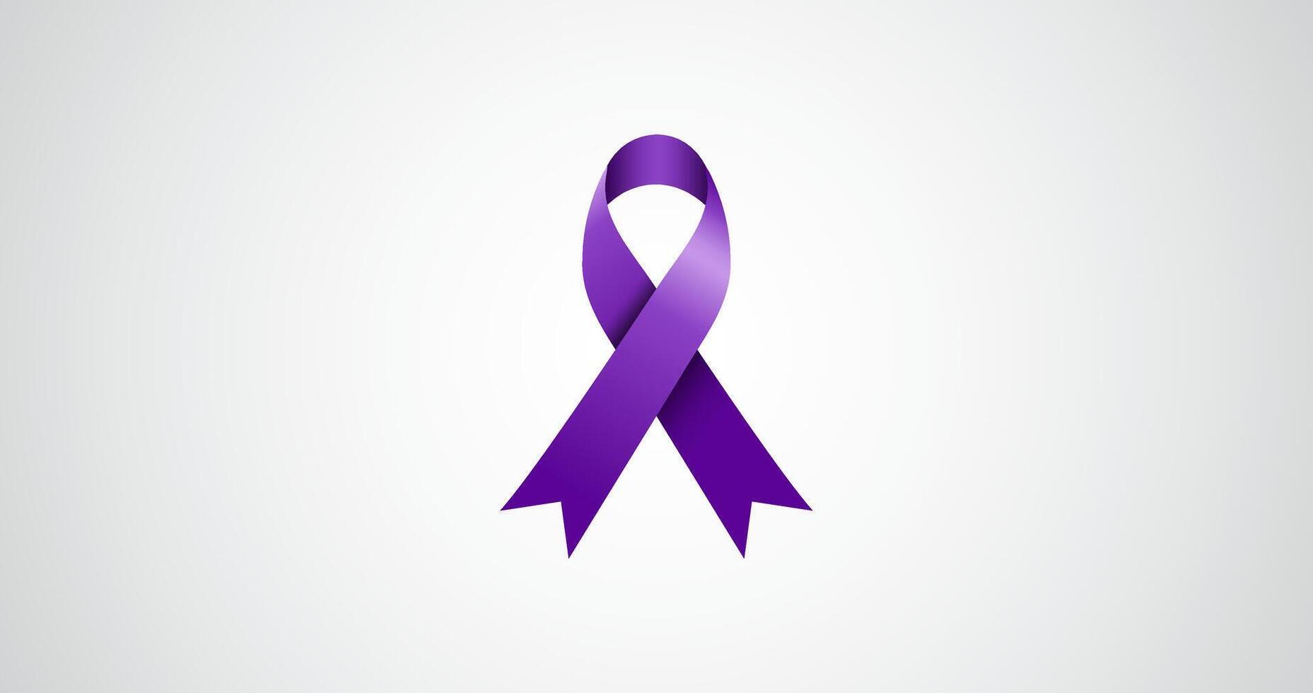 purple ribbon with cut point corners in white and grey background template for health, organization, events, posters, banners vector
