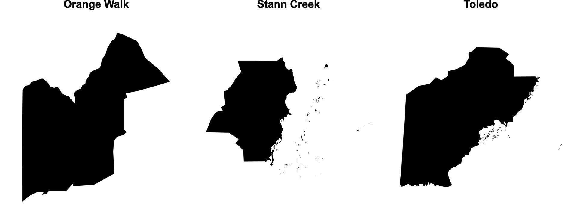 Orange Walk, Stann Creek, Toledo outline maps vector