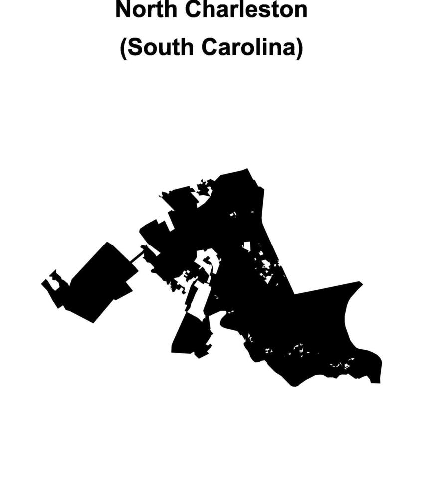 North Charleston, South Carolina blank outline map vector