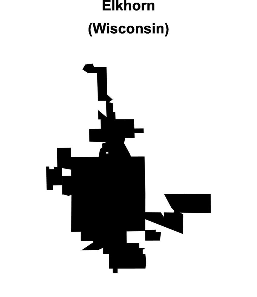 Elkhorn, Wisconsin blank outline map vector
