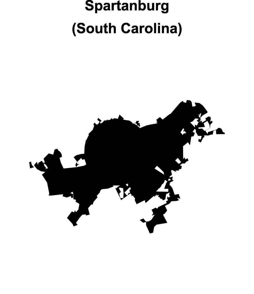 Spartanburg, South Carolina blank outline map vector