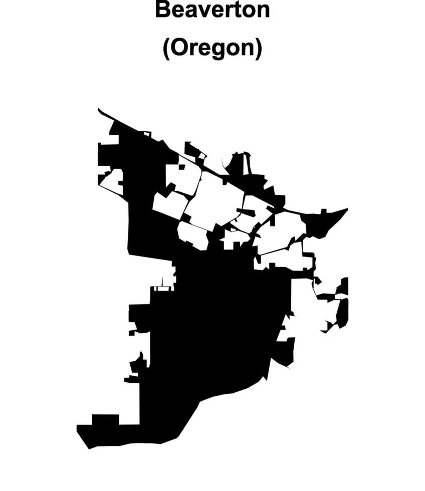Beaverton, Oregon blank outline map vector