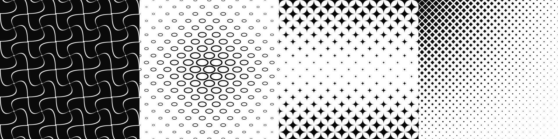 Set of four black and white pattern designs vector