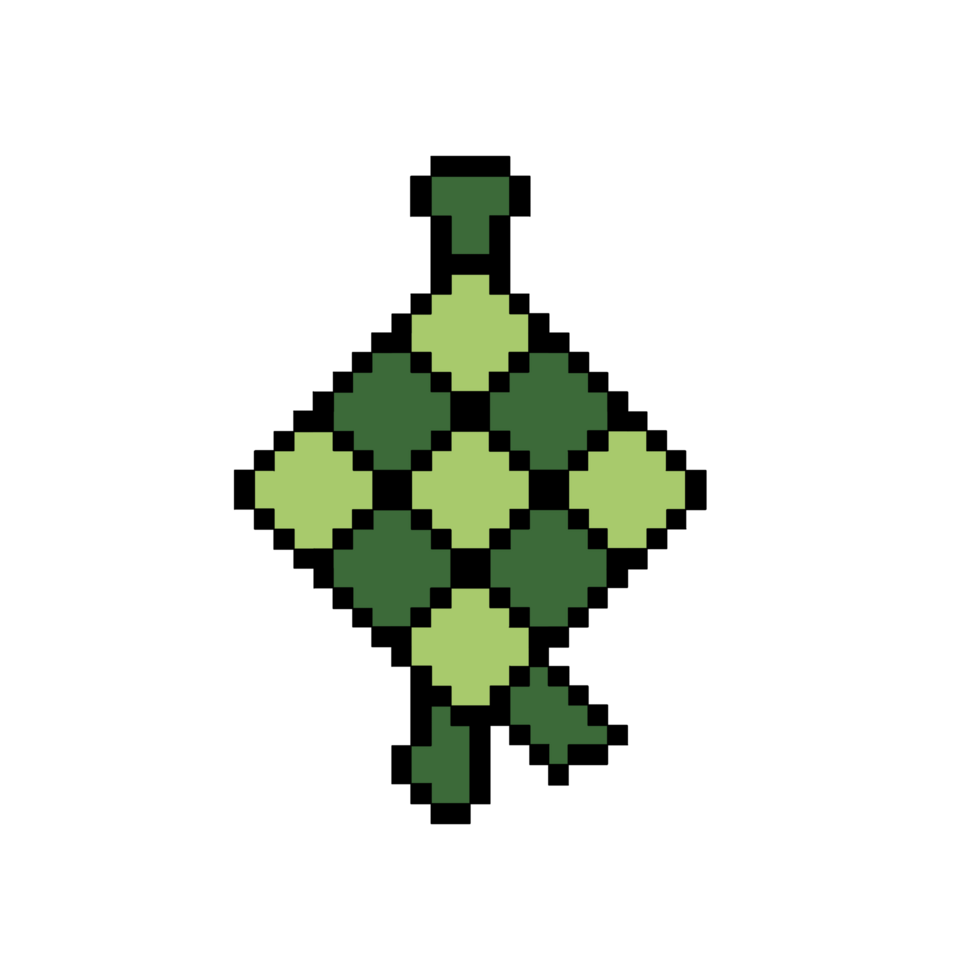 Flat design pixel art ketupat symbol illustration png