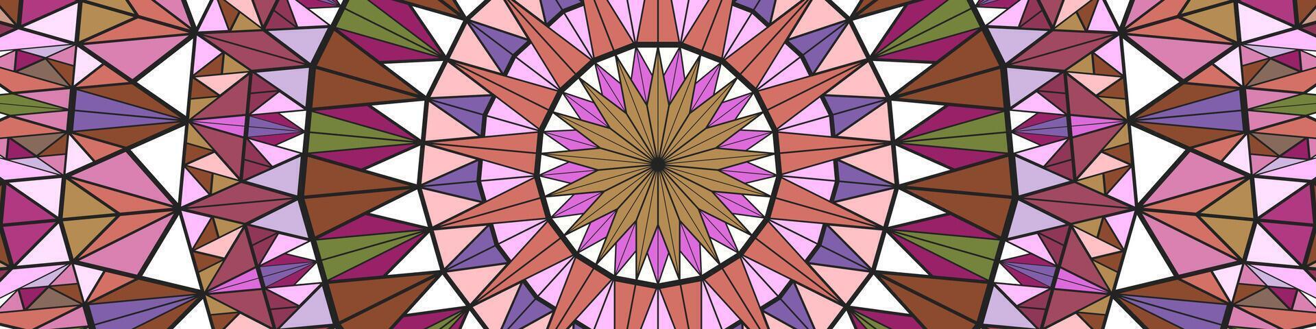 Geometric polygonal colorful circular tile triangle mosaic background vector