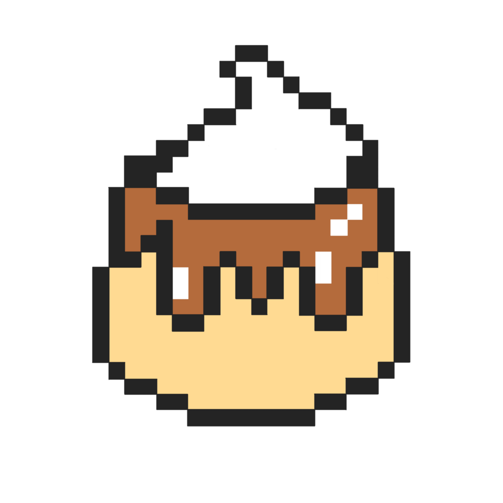 Flat design pixel art cake dessert illustration png