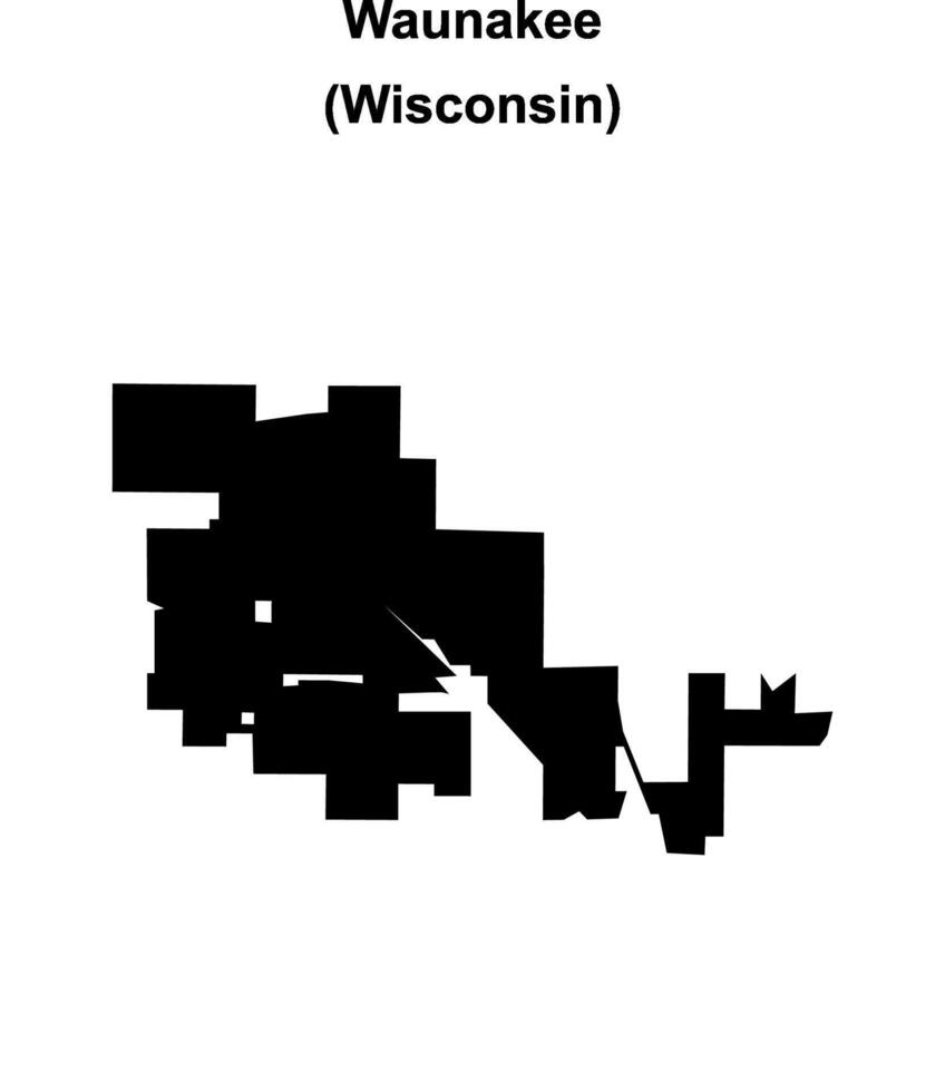 Waunakee, Wisconsin blank outline map vector