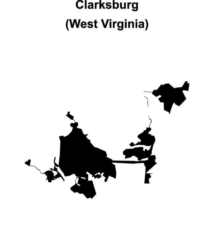 Clarksburg, West Virginia blank outline map vector
