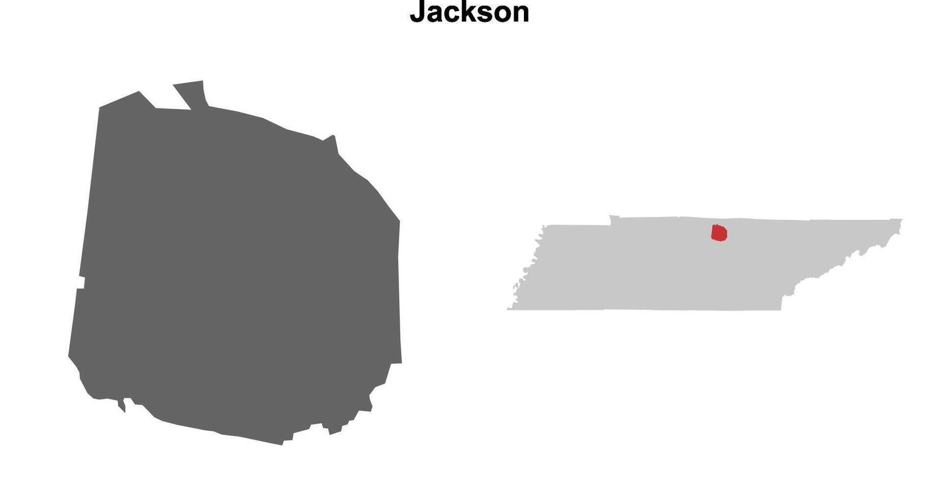 Jackson County, Tennessee blank outline map set vector