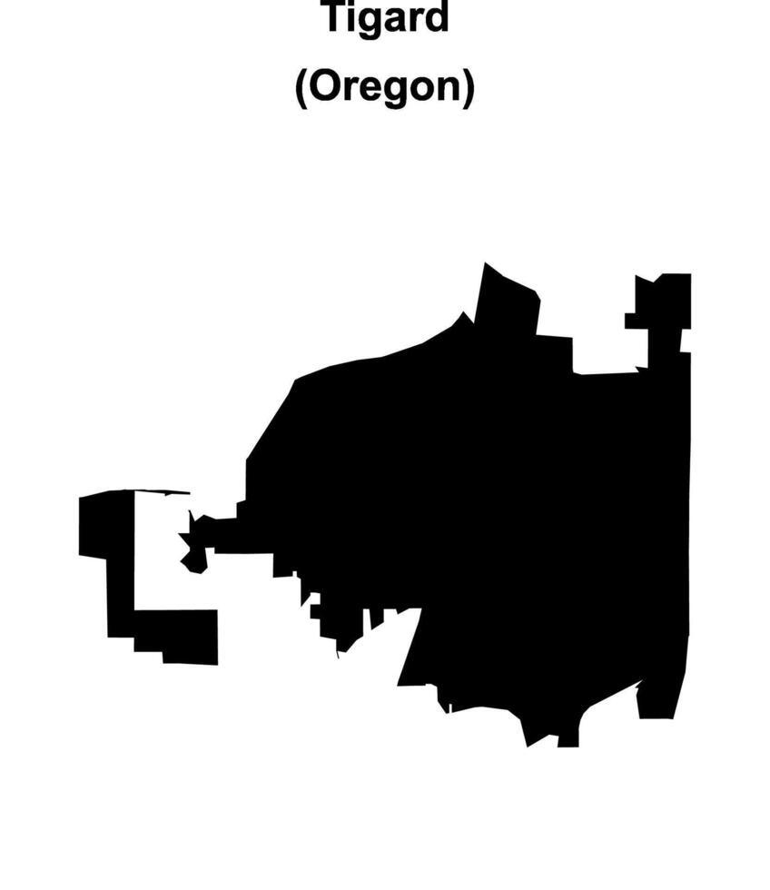 Tigard, Oregon blank outline map vector