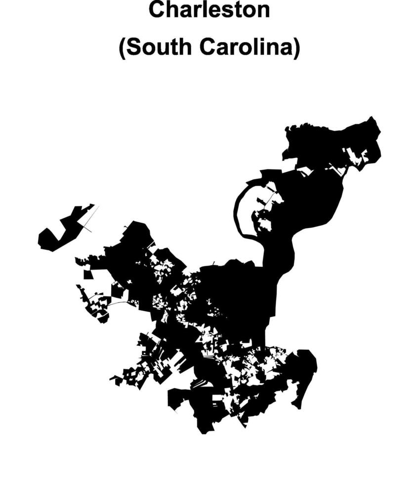 Charleston, South Carolina blank outline map vector