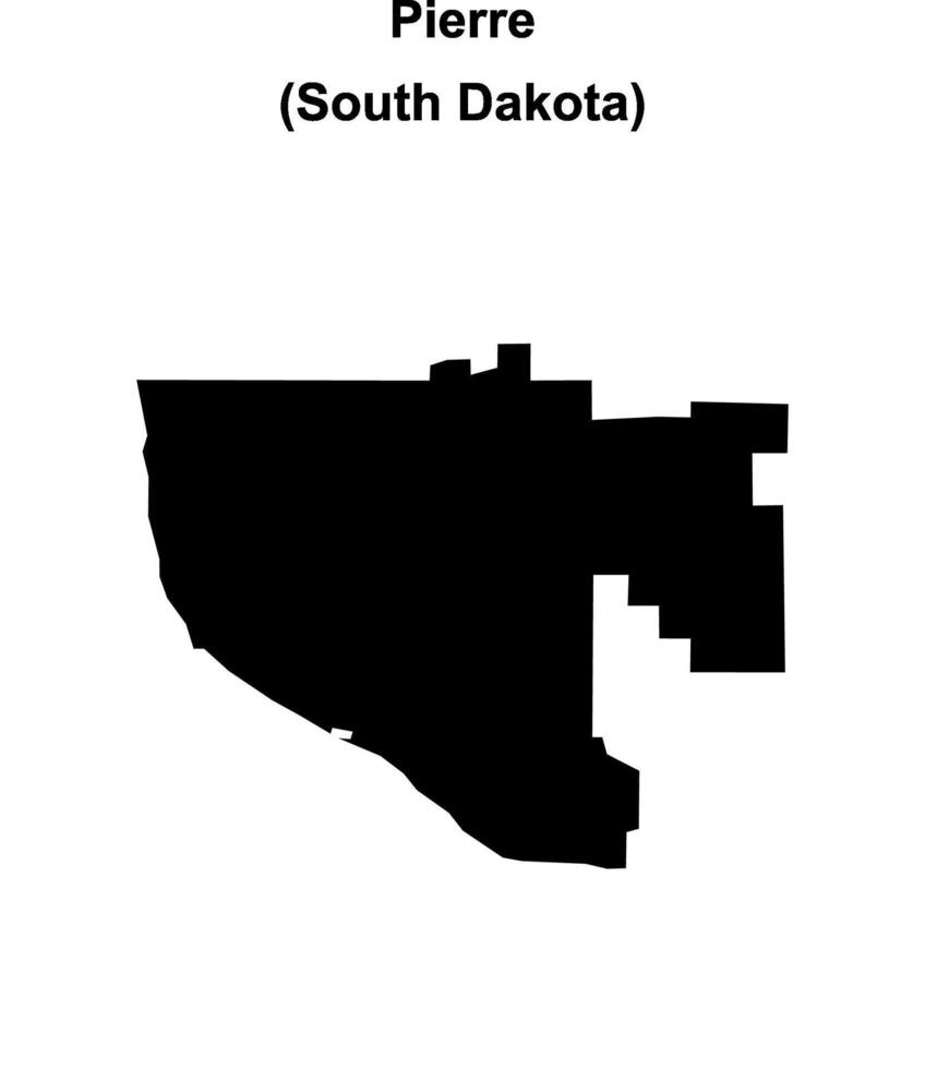 Pierre, South Dakota blank outline map vector
