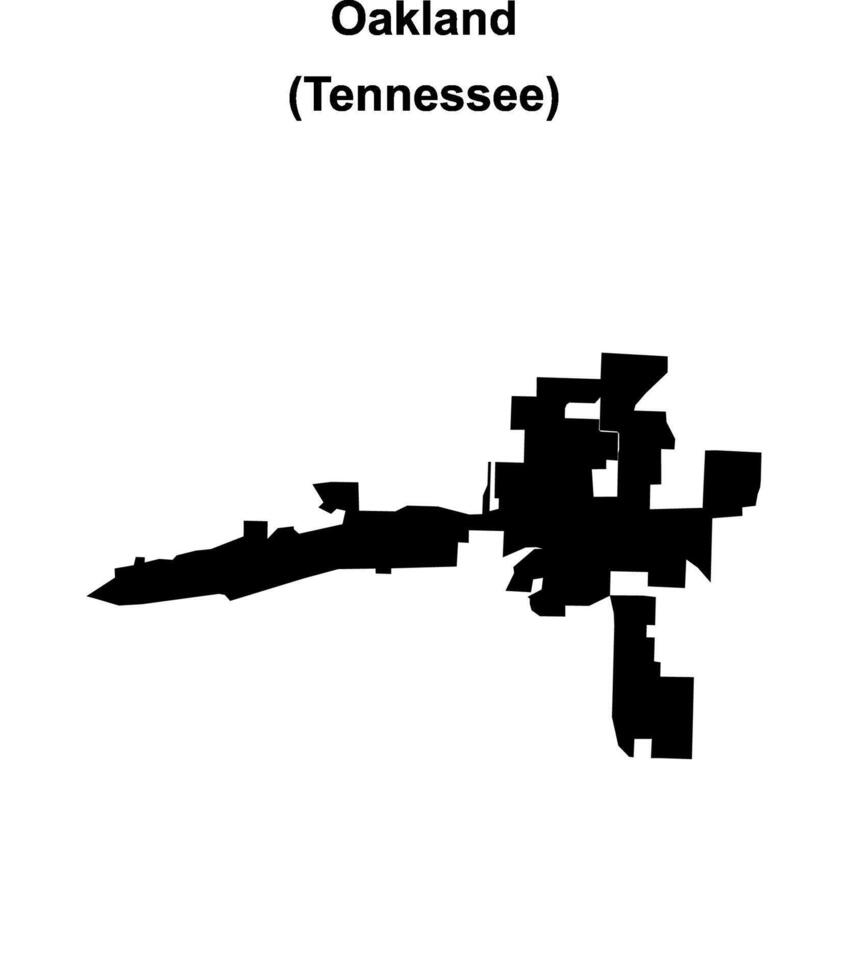 Oakland, Tennessee blank outline map vector
