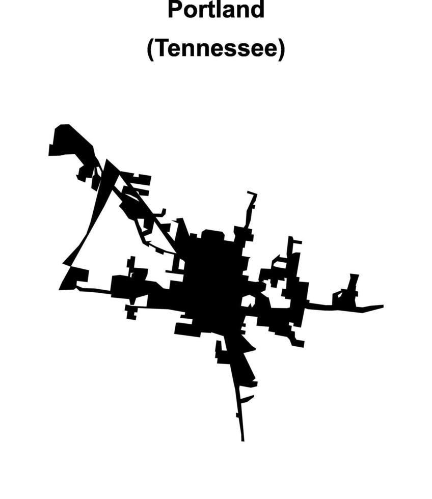 Portland, Tennessee blank outline map vector