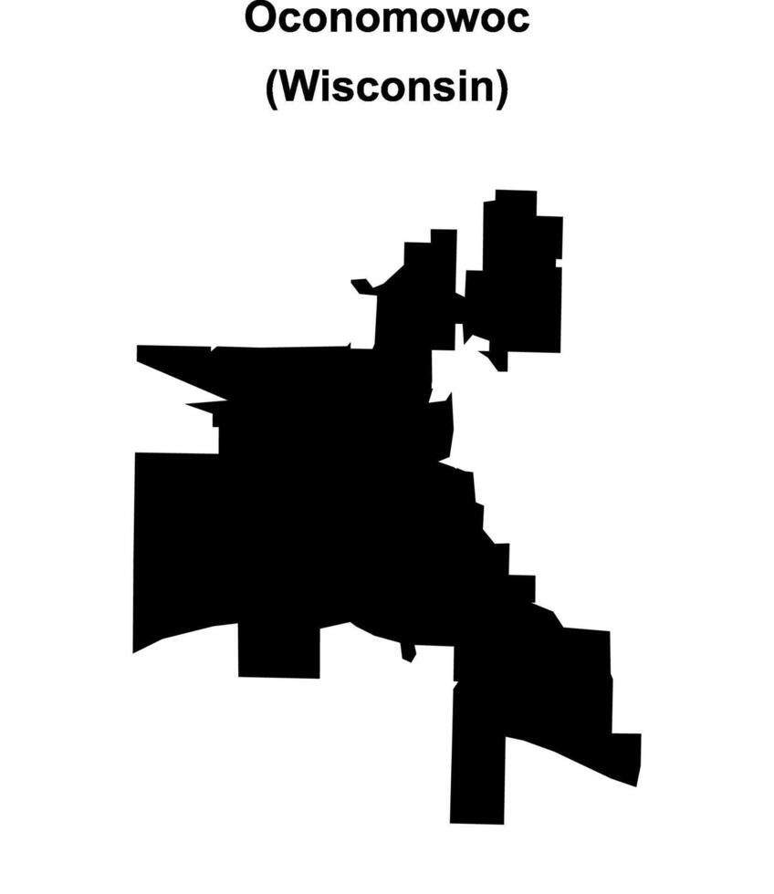 Oconomowoc, Wisconsin blank outline map vector