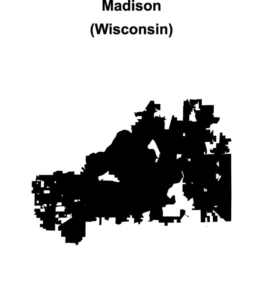 Madison, Wisconsin blank outline map vector