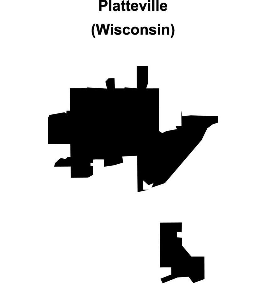 Platteville, Wisconsin blank outline map vector