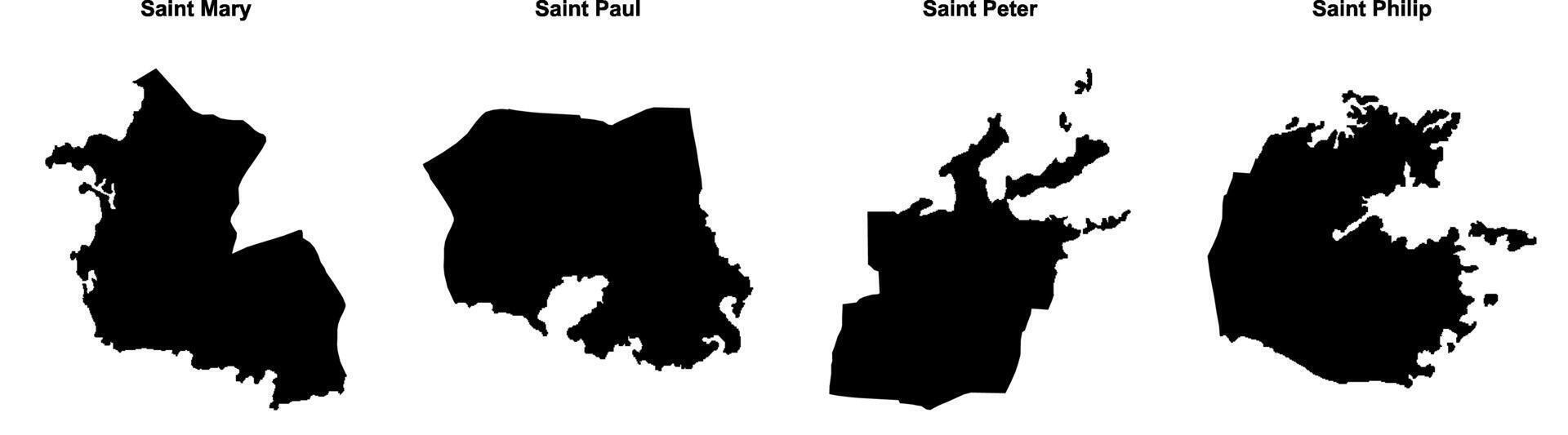 Saint Mary, Saint Paul, Saint Peter, Saint Philip outline maps vector